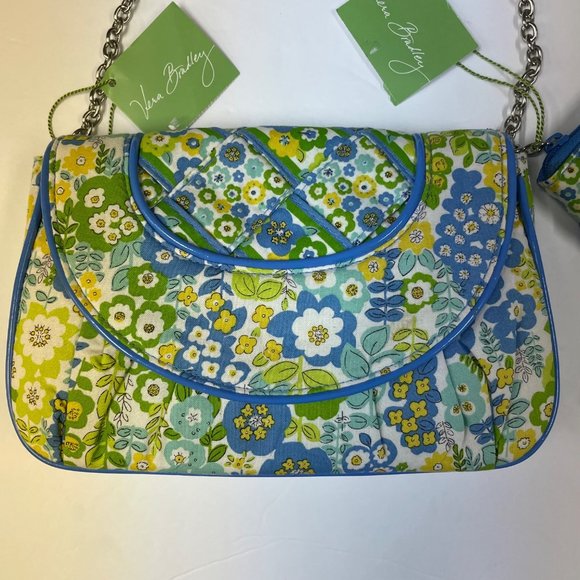 Vera Bradley Petite Chain Bag with Wallet English Meadow Green Blue - Picture 2 of 9